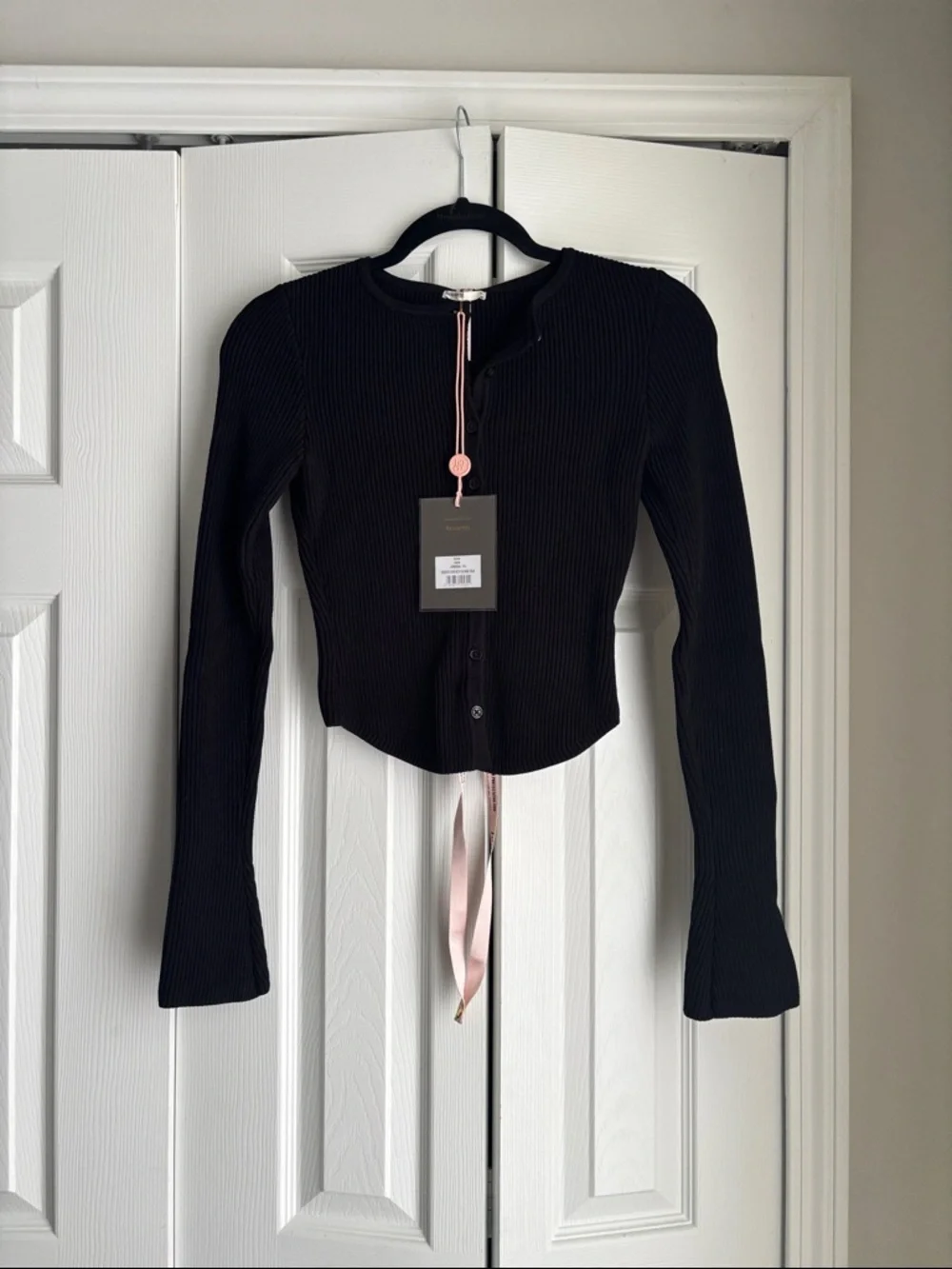 House of CB Black Ribbed Crop Cardigan - Picture 1 of 3